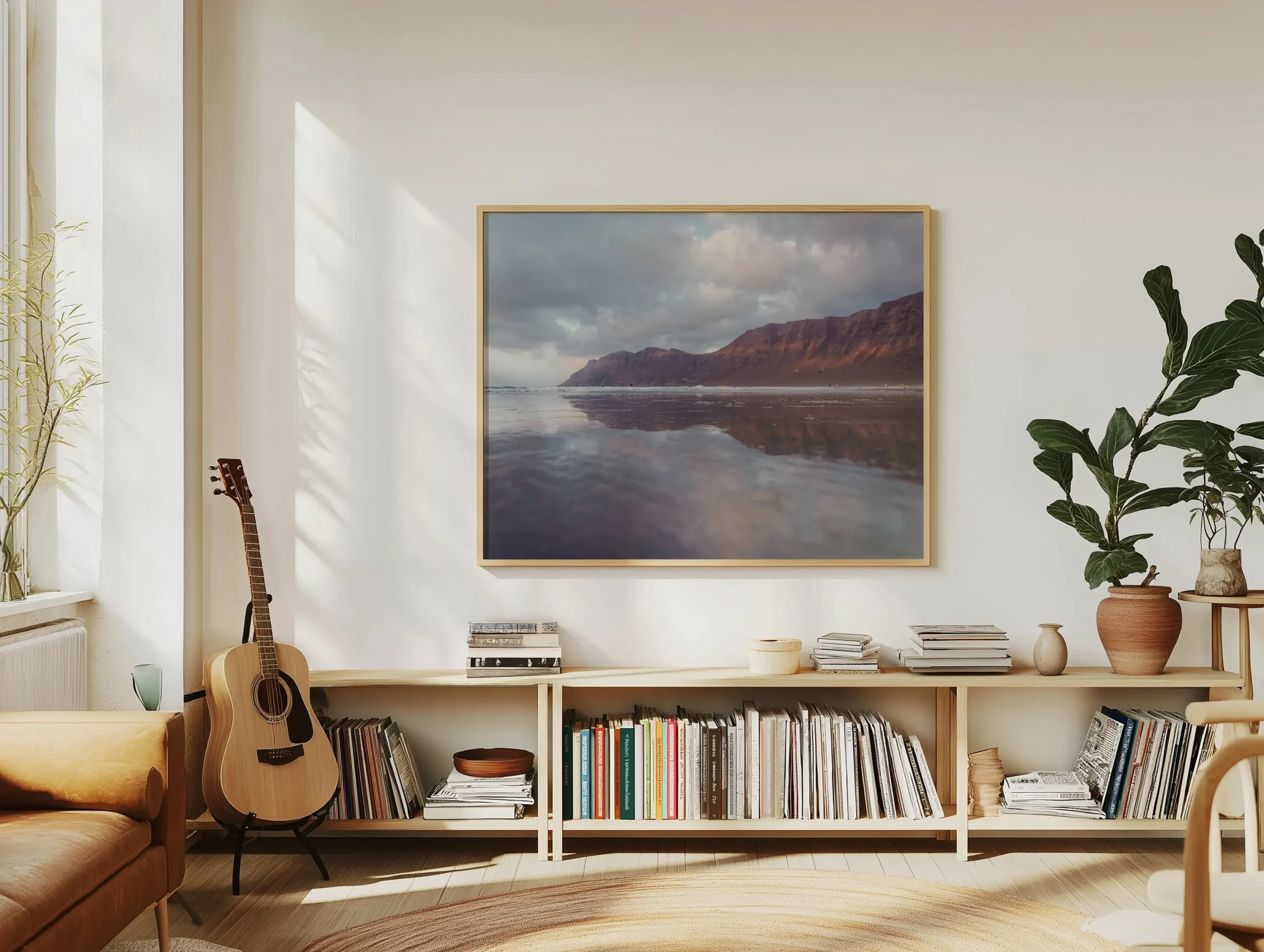 tableau de la plage de famara dans un salon