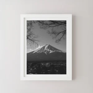 Mont Fuji – Tirage d’art noir et blanc (Encadrée) – Image 4