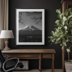 Mont Fuji – Tirage d’art noir et blanc (Encadrée) – Image 5