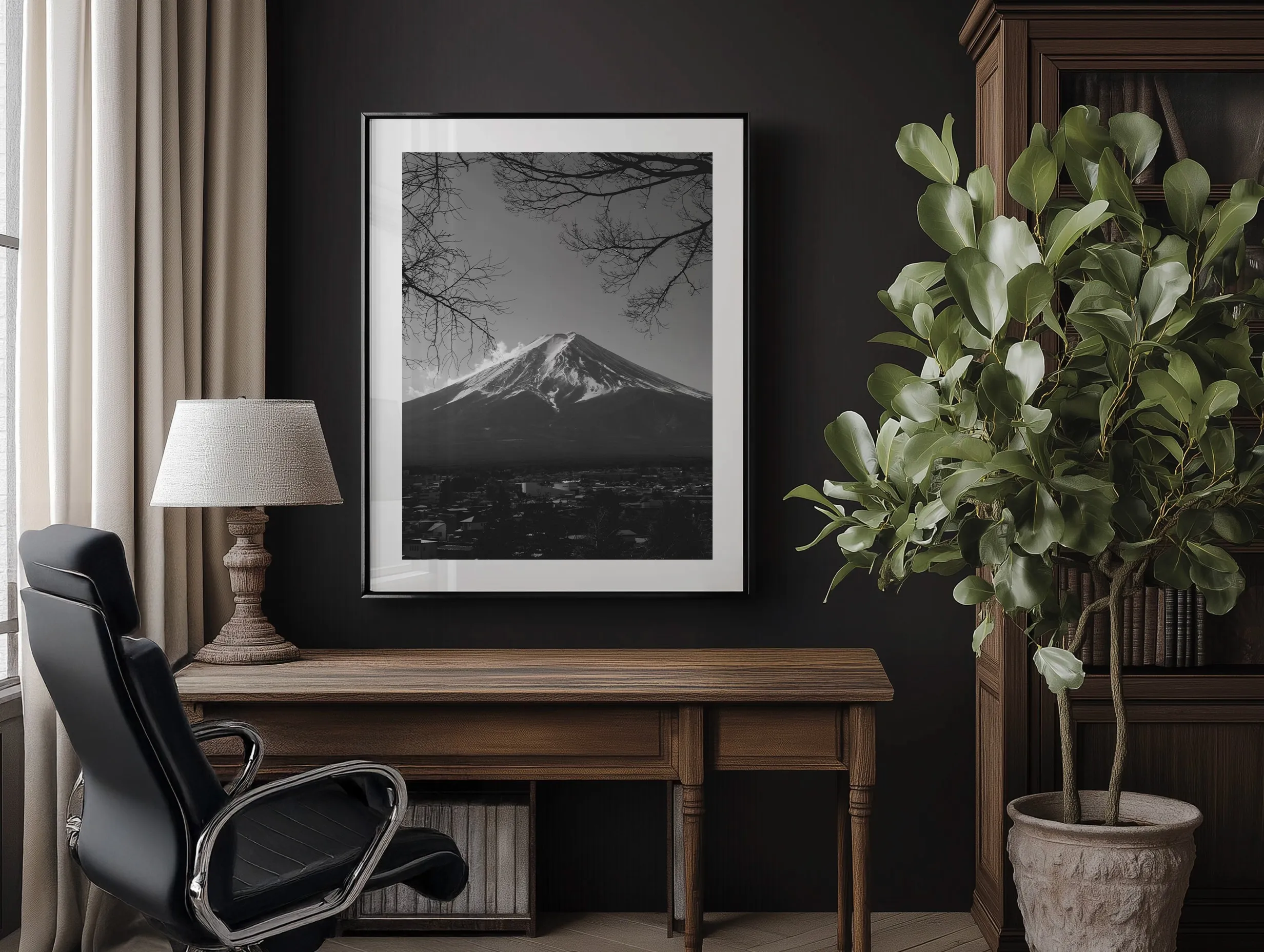 Mont Fuji – Tirage d’art noir et blanc (Encadrée) – Image 5
