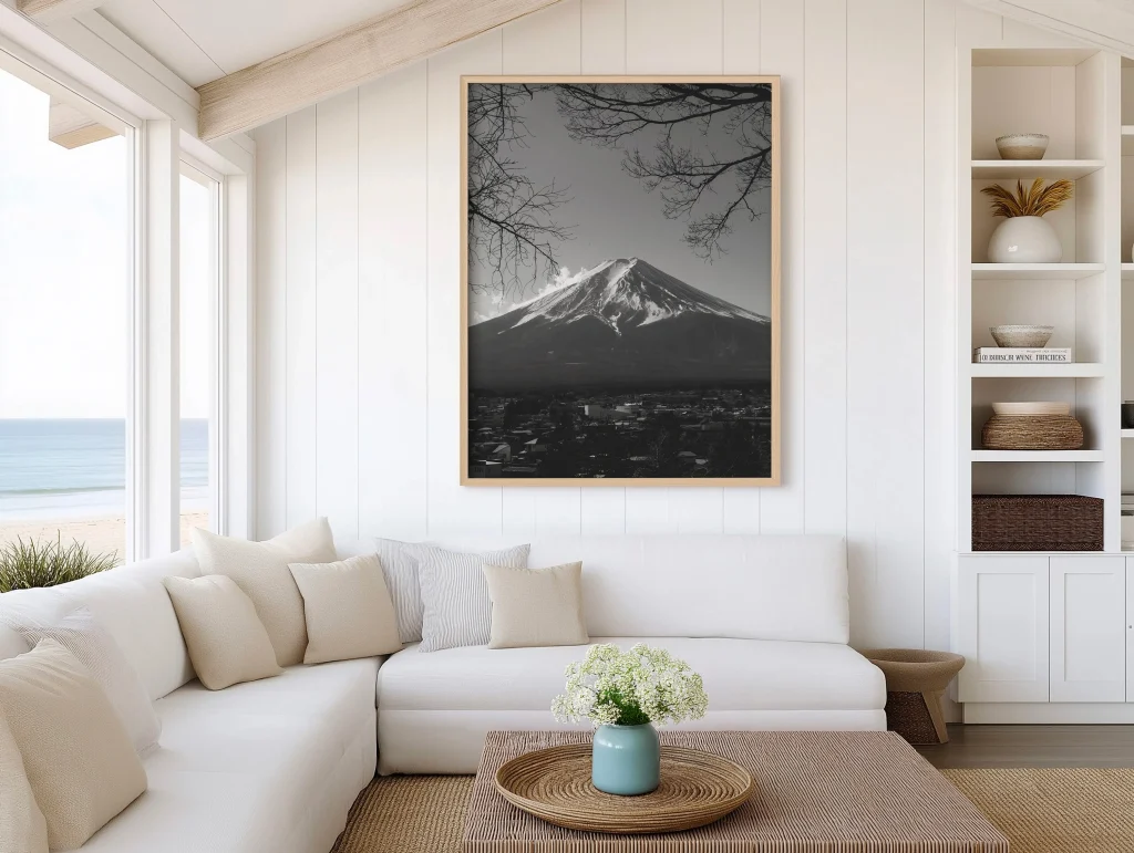 Mont Fuji – Tirage d’art noir et blanc (Encadrée)