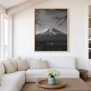 Mont Fuji – Tirage d’art noir et blanc (Encadrée) – Image 2